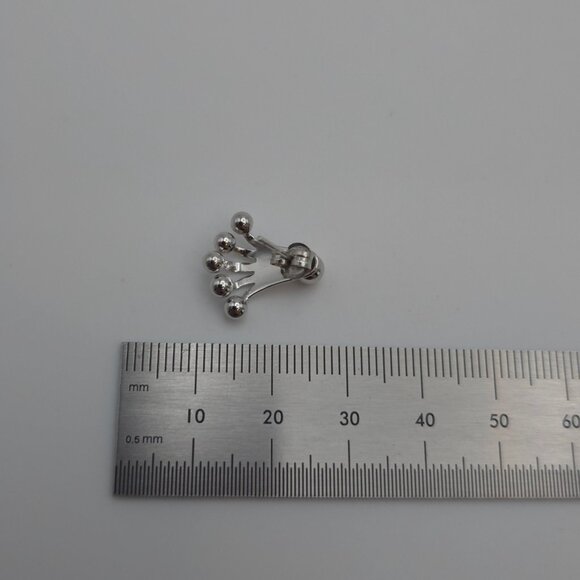 925 Sterling Silver Unique Odd Curved Style Earrings - Picture 5 of 6